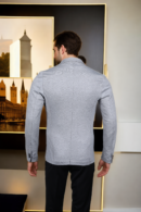 Sophisticated Grey Blazer - Notched Lapel Collar, Front Open & Full Sleeves for Modern Elegance