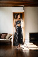 Black Tissue Indo-Western Full-Length Dress with Strap Tube Top & Armani Trousers - Chic Fusion Wear