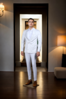 Chic White Blazer with Shawl Collar - Front Open & Full Sleeves for Elegant Style