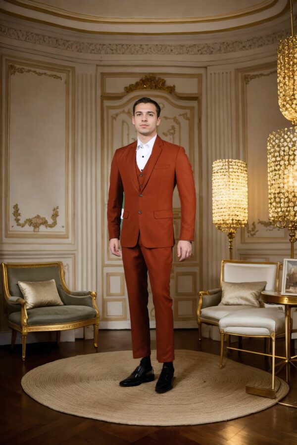 Elegant Cocoa Brown 3-Piece Suit - Perfect for Formal Events & Weddings - Image 3