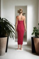 Magenta Strap Gown with Dhoti-Style Drape & Back Opening - Elegant Evening Wear
