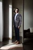 Men's Black Polyester Blazer with Colorful Sequins Suit Coat - Full Sleeves for Parties & Events