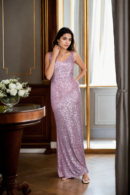 Blush Pink Sequin Allure Gown Elegant and Sparkling Party Wear