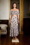 Trendy Multi-Colour Polyester Co-ords - Printed Off-Shoulder Top with Flared Skirt Hem