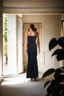 Black Crepecare Spaghetti Strap Deep V-Neck Sleeveless Long Western Dress  Elegant Evening Wear