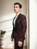 Maroon Blazer with Black Flower Net Overlay - Perfect for Weddings & Formal Events
