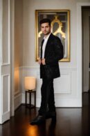 Luxurious Black Velvet Suit with Self Thread and Sequins Work - Perfect for Weddings & Formal Events
