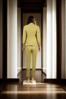 Luxurious Mustard Suiting Fabric Women's Straight Leg Pant & Shawl Collar Blazer with Full Sleeves and 3 Welt Pockets - Perfect for Stylish & Formal Occasions