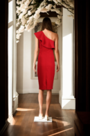 Red Seamless One-Piece Shapewear with Elasticated Waistband and Slip-On Closure - Soft & Stretchable Nylon Spandex Shapewear for Comfort