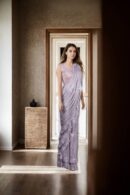 Elegant Light Pink Net Sequin Work Readymade Drape Saree with Padded Blouse - Perfect for Weddings & Glamorous Occasions
