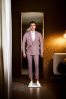 Elegant Pastel Pink Crepe Suit - Perfect for Weddings & Formal Events