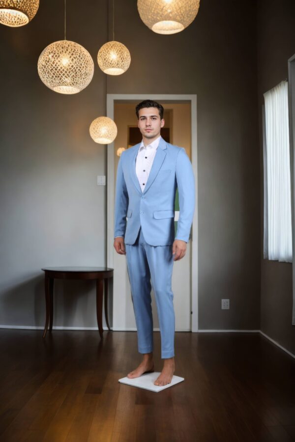 Elegant Sky Blue Peak Lapel Suit Set - Perfect for Weddings & Formal Occasions - Image 2