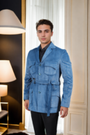 Cobalt Blue Velvet Blazer with Semi-Padded Shoulders & Notch Lapels - Luxe Formal & Evening Wear