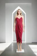 Magenta Strap Gown with Dhoti-Style Drape & Back Opening - Elegant Evening Wear