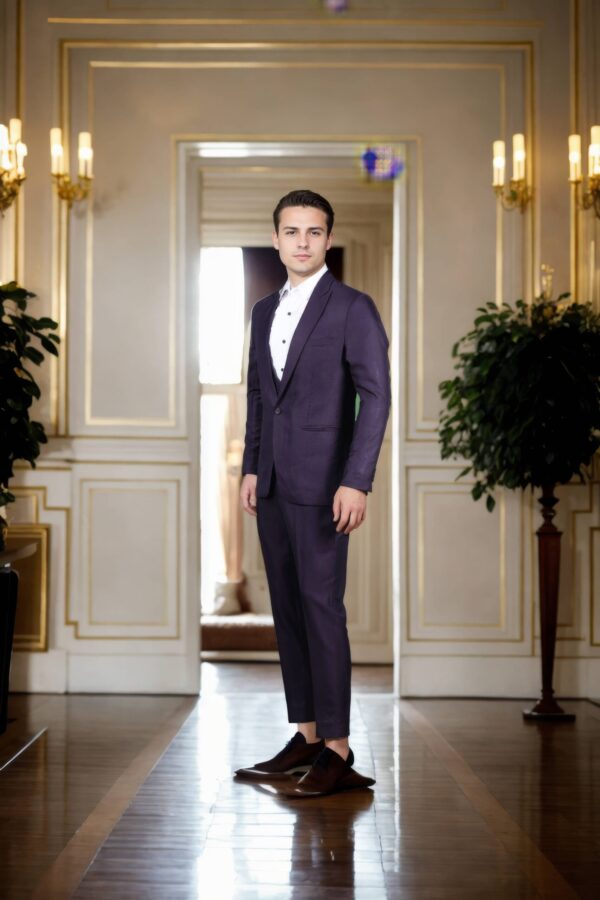 Luxurious Deep Purple Suiting Fabric Set - Perfect for Custom Suits & Tailored Ensembles - Image 2