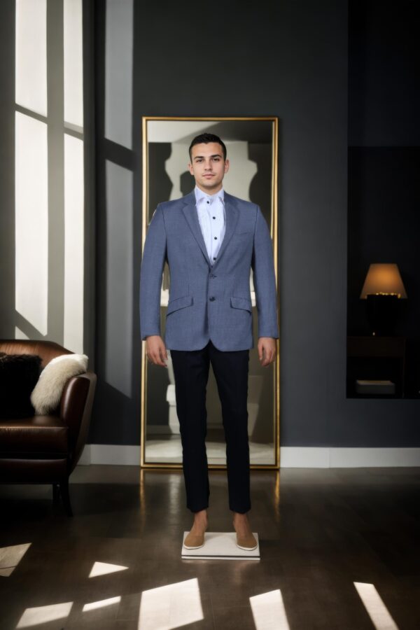 Grey Solid Cotton Slim-Fit Casual Blazer - Notched Lapel, Single-Breasted with Single-Button Closure
