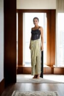 Gold Lurex Glitter Dhoti with Heavy Work Corset Blouse & Side Cape - Statement Party Wear