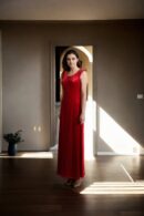 Womens A-Line Red Dress with Back Opening - Elegant and Stylish