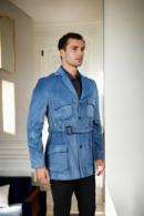 Cobalt Blue Velvet Blazer with Semi-Padded Shoulders & Notch Lapels - Luxe Formal & Evening Wear