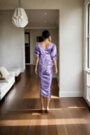 Lavender Satin Puff Sleeve Bodycon Mini Dress with Sweetheart Neckline - Chic Party Wear