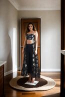 Black Tissue Indo-Western Full-Length Dress with Strap Tube Top & Armani Trousers - Chic Fusion Wear
