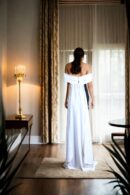 Crepecare Black and White Off-Shoulder Western Dress with Fitted Black Silhouette - Chic Evening Wear