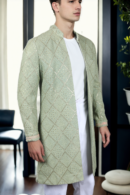 Mint Green Georgette Chikankari Jacket Delicate Hand-Embroidery & Elegant Style