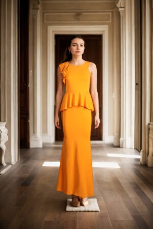 Sleeveless One-Shoulder Long Curvy Elegant Ruffle Women Evening Gown - Stunning Formal Wear