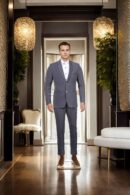 Sophisticated Charcoal Grey Notch Lapel Suit Set - Perfect for Weddings & Formal Occasions