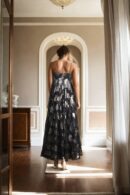 Black Tissue Indo-Western Full-Length Dress with Strap Tube Top & Armani Trousers - Chic Fusion Wear