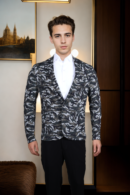 Mens Dark Green Colourblocked Slim-Fit Casual Blazer with Notched Lapel & Double-Vented Hem - Trendy & Sophisticated