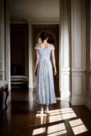 Silver Solid Shimmer Crushed Tissue Off-Shoulder A-Line Gown - Elegant Evening Wear