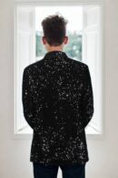 Luxurious Black Heavy Suit with Sequins Fabric Work and Notched Lapels ? Perfect for Weddings & Formal Events