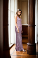 Blush Pink Sequin Allure Gown Elegant and Sparkling Party Wear