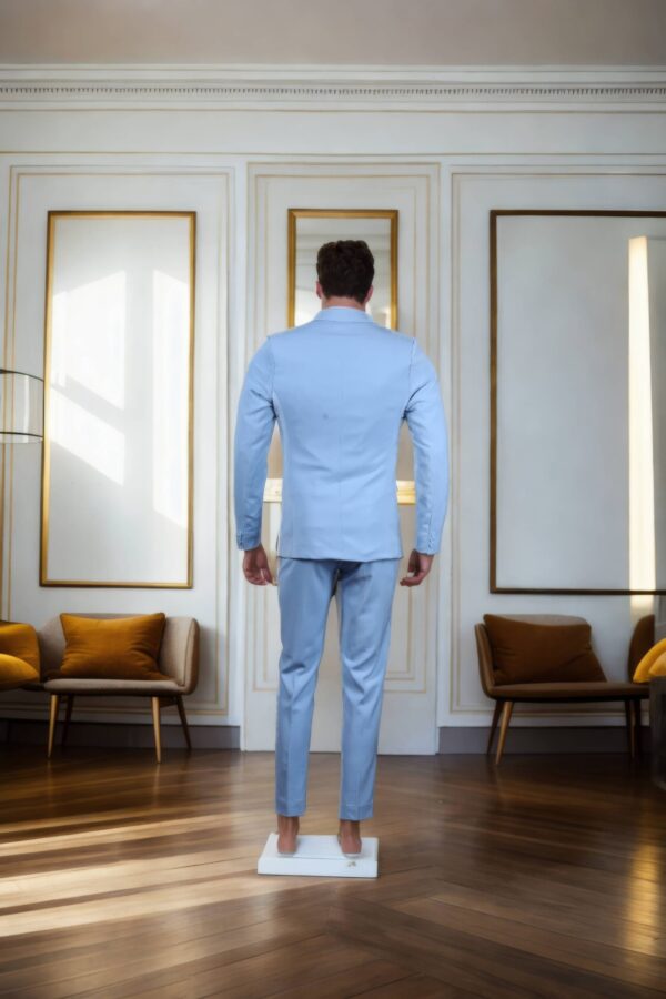 Elegant Sky Blue Peak Lapel Suit Set - Perfect for Weddings & Formal Occasions - Image 3