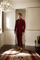 Luxurious Maroon Velvet 2-Piece Suit with Black Notch Lapel - Perfect for Weddings & Formal Events