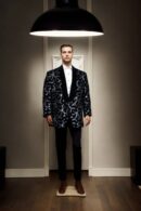 Elegant Black Velvet Suit with Golden Zari and Sequins - Perfect for Weddings & Formal Events