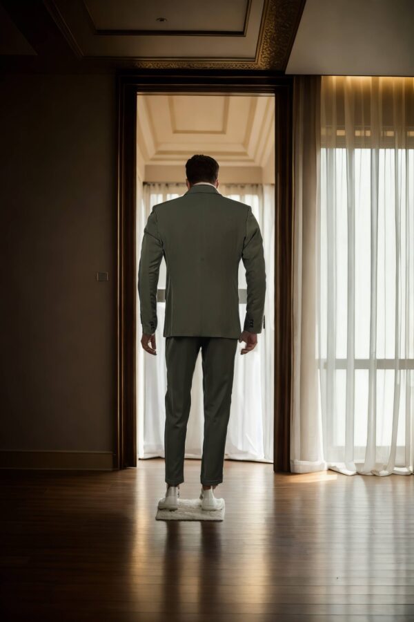 Sophisticated Hunter Green Peak Lapel Suit Set - Perfect for Weddings & Formal Occasions - Image 3