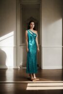 Verdant Elegance One-Shoulder Stunner - Sophisticated Evening Gown