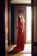 Red One-Shoulder Sequin Gown with Front Slit - Glamorous Evening Wear