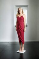 Magenta Strap Gown with Dhoti-Style Drape & Back Opening - Elegant Evening Wear