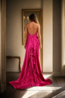 Sizzling Pink Satin Glamour Gown - Elegant Evening Wear for Special Occasions