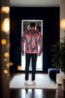 Brown Velvet Blazer with Maroon Flower Print - Perfect for Weddings & Formal Events
