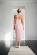 Peach Criss-Cross Strap Gown with Dhoti Style Drape and Back Opening ? Elegant Evening Wear
