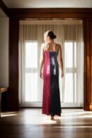 Black and Pink Sequin Bodycon Gown with Back Opening - Perfect for Glamorous Events