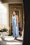 Glamorous Blue Shimmer Lycra Solid Sweetheart Lia Pre-Pleated Saree with Blouse - Perfect for Weddings & Evening Events