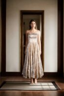 Gold High-Quality Chiffon Gown with Strap Sweetheart Neckline Design - Elegant Evening Wear