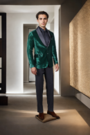 Elegant Bottle Green Velvet Blazer - Black Satin Shawl Collar for a Luxe Look