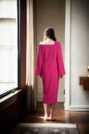 Pink Crepe Western Wear with Unique Drape Design, One-Shoulder, and Full Sleeve Detailing - Elegant Evening Wear