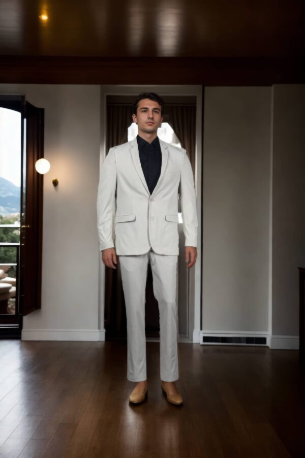 Luxurious Tea Green Suiting Suit with Notched Lapel Collar, Front Open Full Sleeves, Three Pockets & Formal Pants - Perfect for Stylish & Formal Occasions